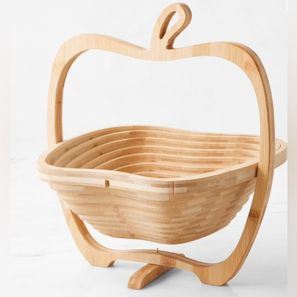 Bonnie & Pop Williams Sonoma Apple Wooden Collapsible Basket Tray Serving Dish